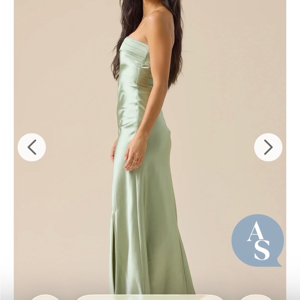 Altar'd State Strapless Satin Dress in Sage, XL New With Tags - Picture 3 of 9